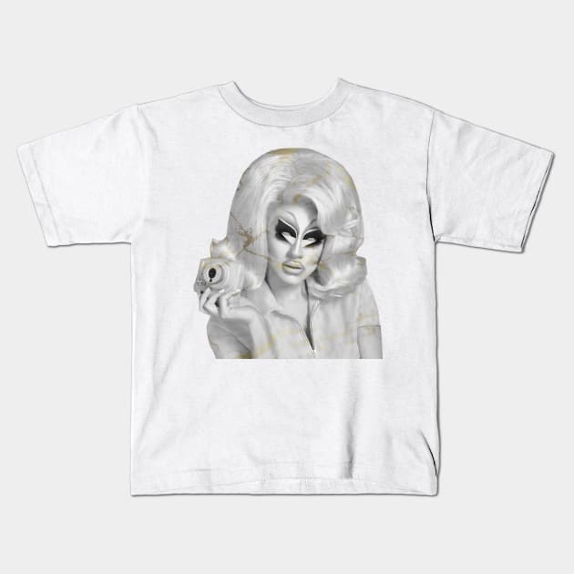 TRIXIE MATTEL MARBLE Kids T-Shirt by jefvr